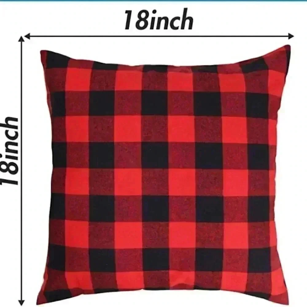 Red and Black Buffalo Check Plaid Throw Pillow Cover